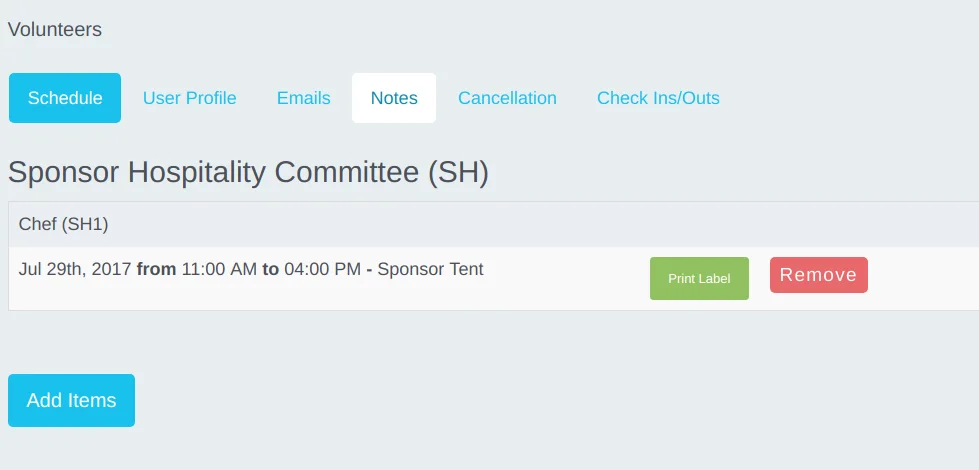 sponsor hospitality committee