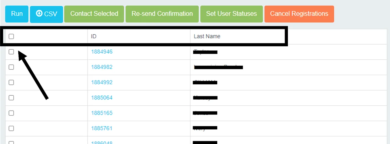 Select all recipients checkbox in report header