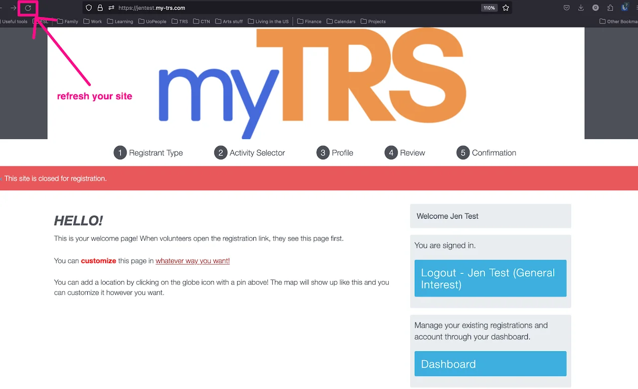 Screenshot showing step 5 to save the updated site availability settings